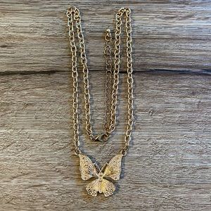 Handmade Gold Chain Butterfly Statement Necklace